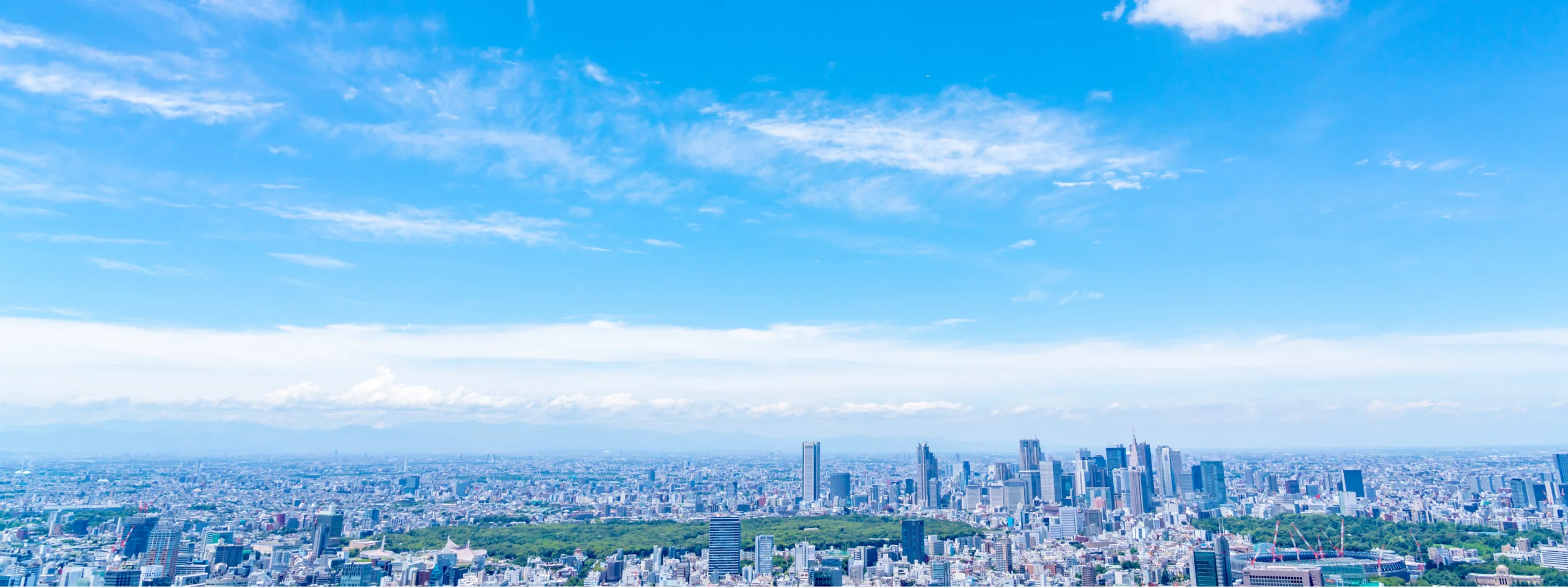 青空と新宿方面の東京の街並み